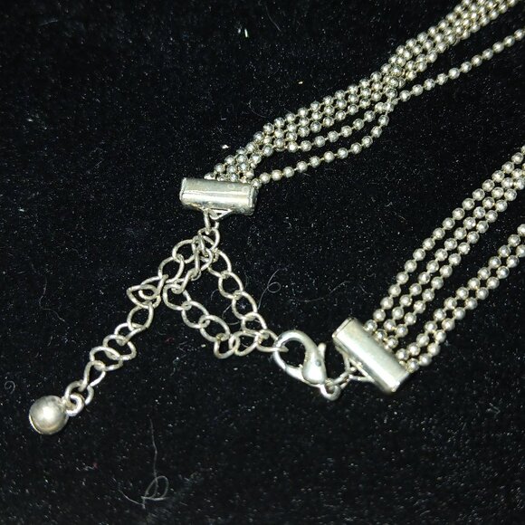 Silver Tone Multi Strand Choker Necklace Vintage Costume Jewelry #100 - Picture 7 of 9